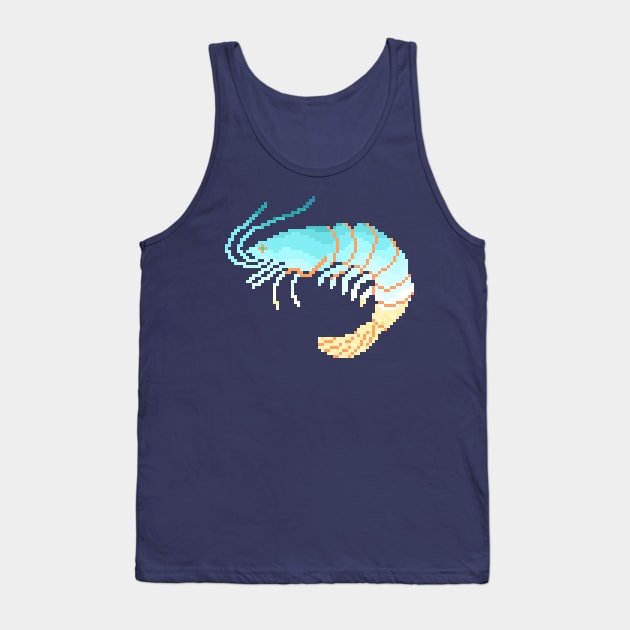 Modern Pixel Sea Shrimp Tank Top by jofudachi